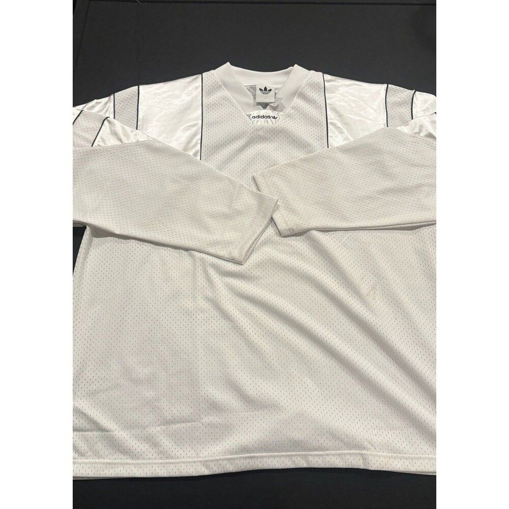 adidas Originals Men’s XL White/Gray Mesh V-Neck Long Sleeve Jersey soccer
